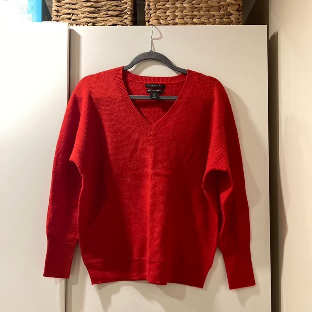 Tahari Extra Fine Merino Wool V-Neck Sweater